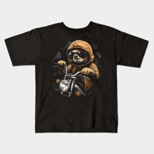 Sloth Riding a Bike Cute Funny Animals Kids T-Shirt